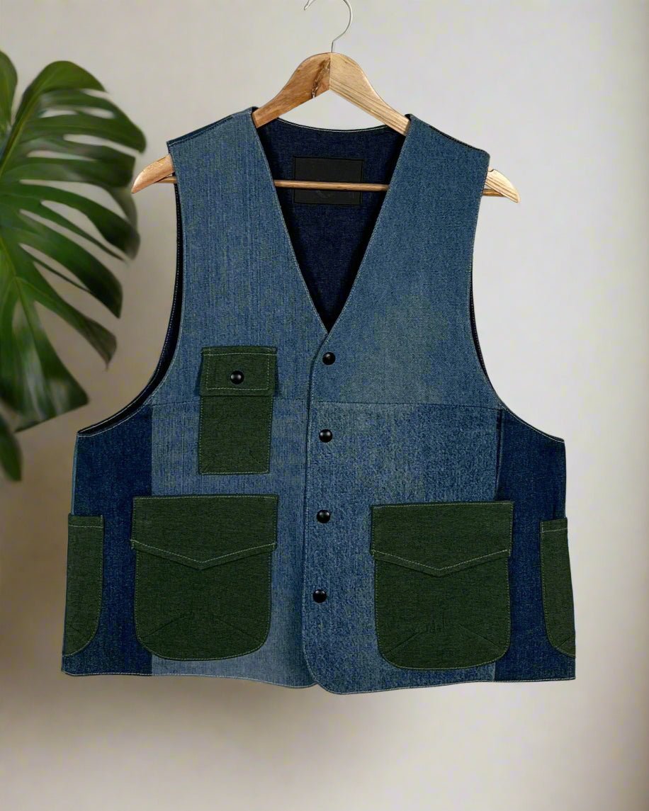 Upcycled Denim Gilet Jacket | 184 - CiceroniJacketsUn Denim