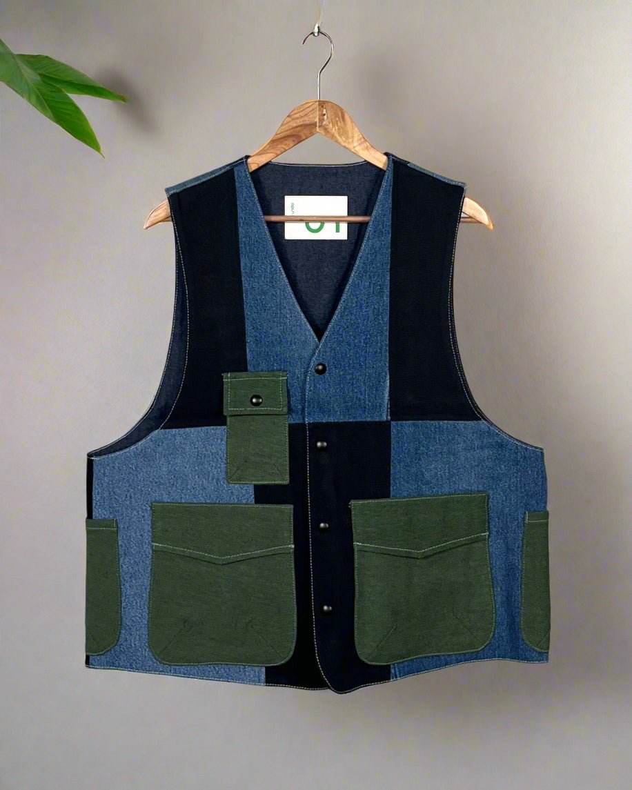 Upcycled Denim Gilet Jacket | G156 - CiceroniJacketsUn Denim