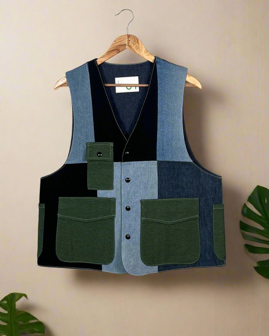 Upcycled Denim Gilet Jacket | G160 - CiceroniJacketsUn Denim