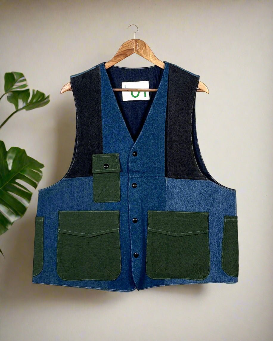 Upcycled Denim Gilet Jacket | G162 - CiceroniJacketsUn Denim