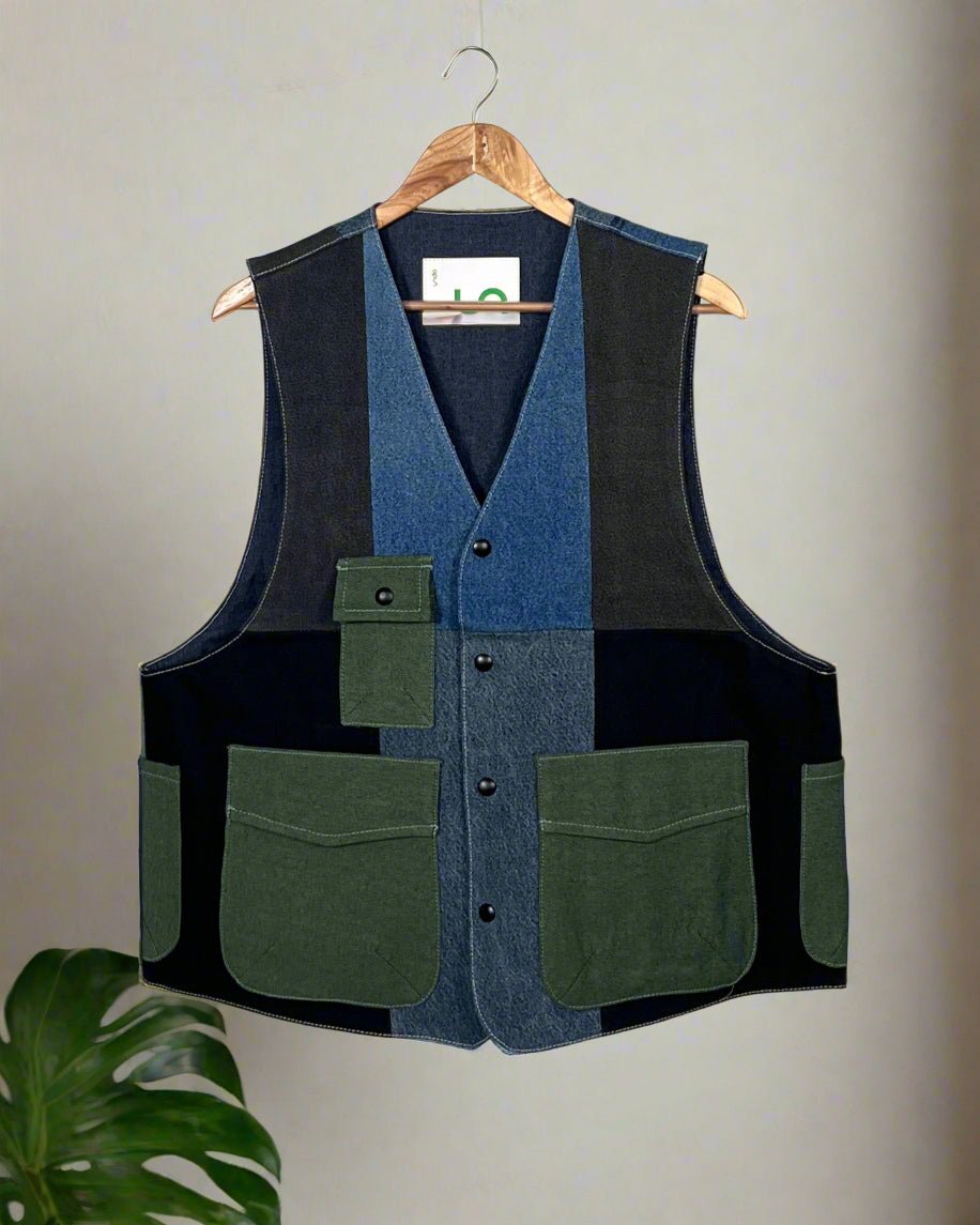 Upcycled Denim Gilet Jacket | G164 - CiceroniJacketsUn Denim