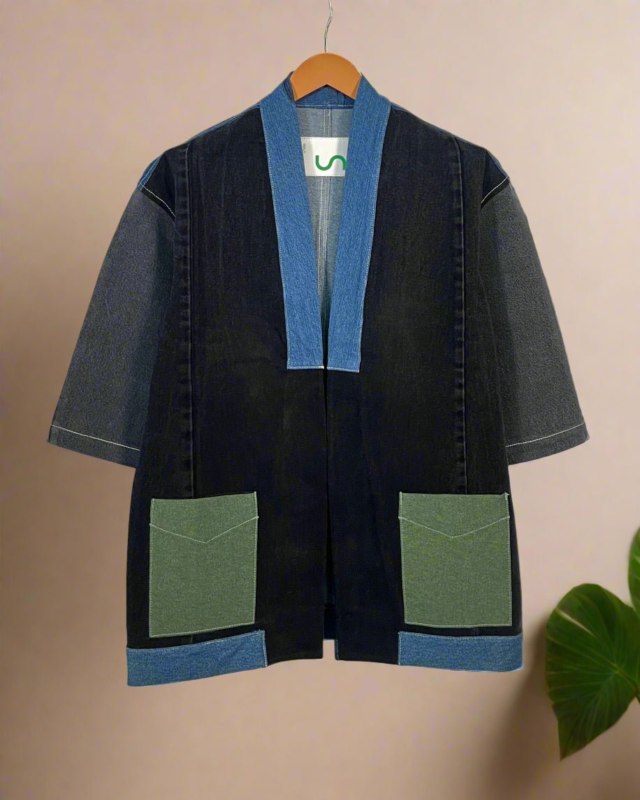 Upcycled Denim Kimono Jacket | K222 - CiceroniKimonoUn Denim