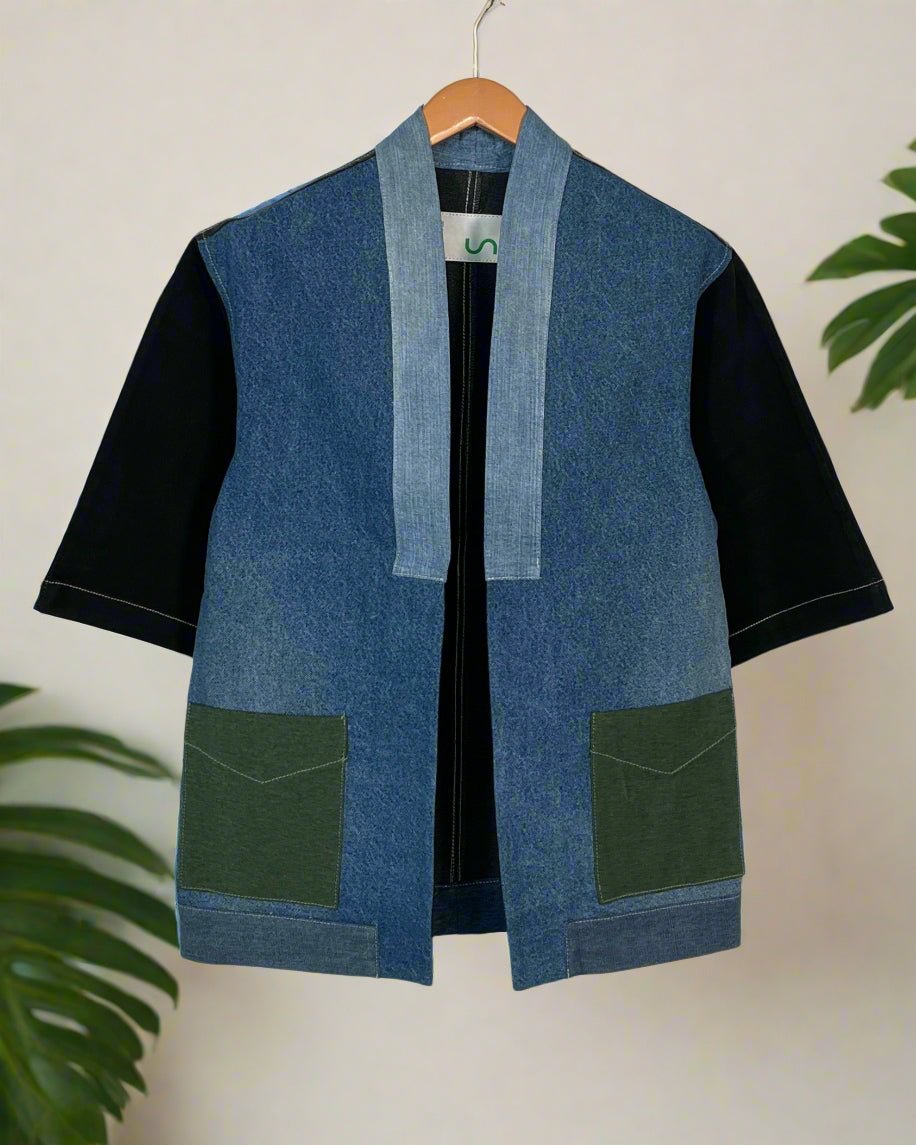 Upcycled Denim Kimono Jacket | K231 - CiceroniKimonoUn Denim