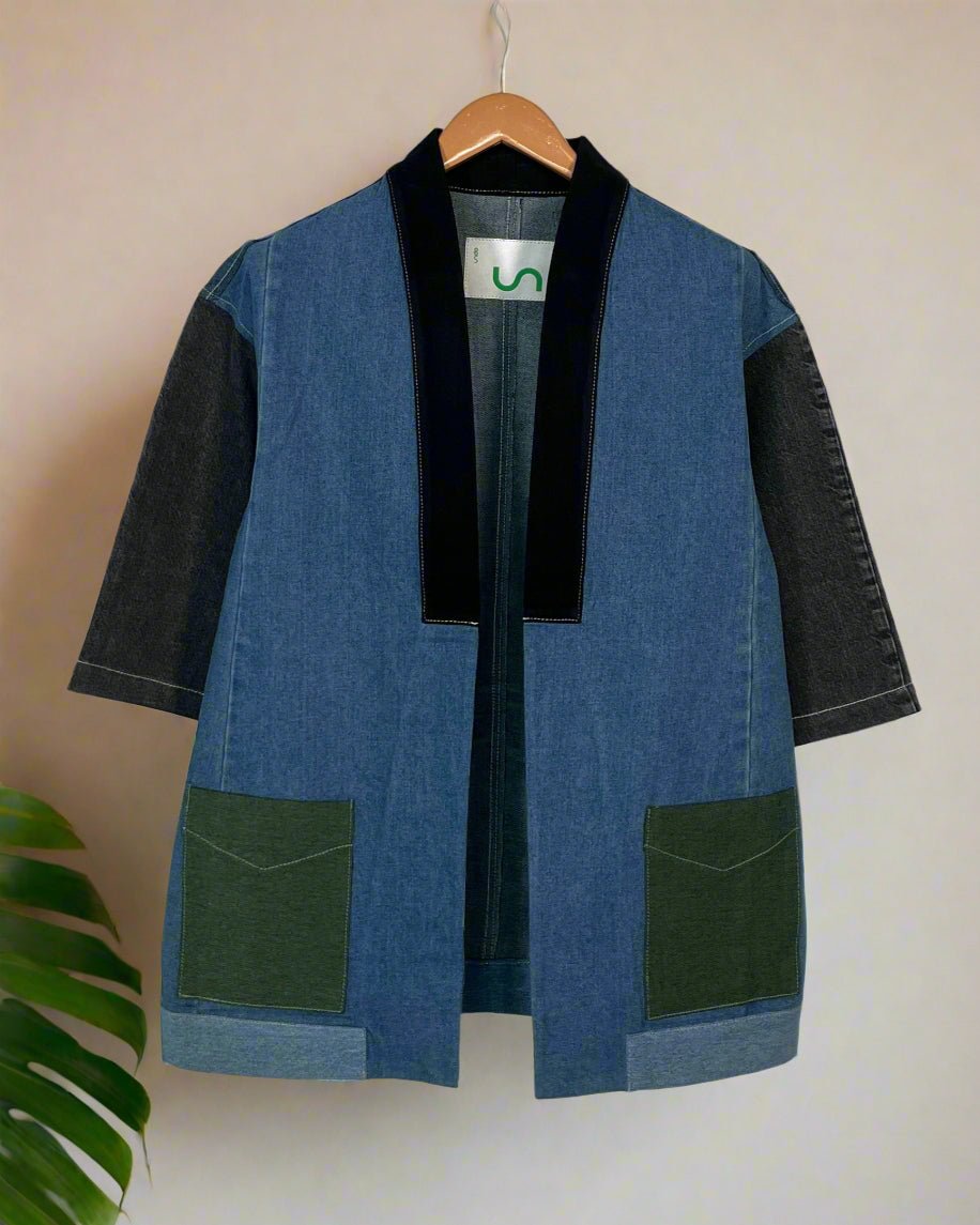 Upcycled Denim Kimono Jacket | K239 - CiceroniKimonoUn Denim