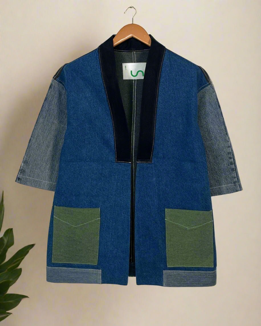 Upcycled Denim Kimono Jacket | K251 - CiceroniKimonoUn Denim