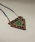 Upcycled Fabric and Repurposed Wood Triangular Necklace - CiceroniNecklaceWhe by Abira
