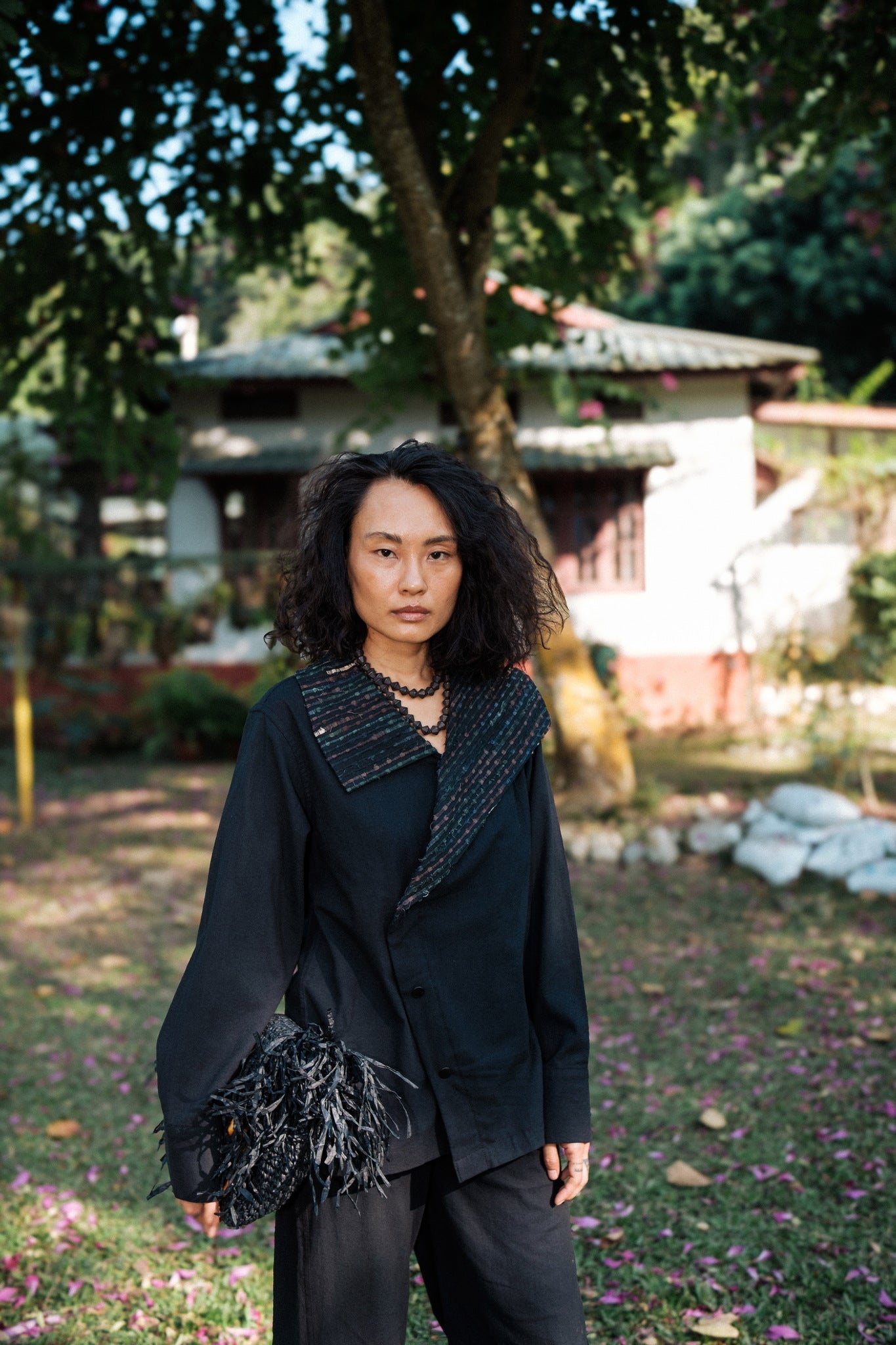 Upcycled Handwoven Arrow Collar Shirt - Green - CiceroniWomen ShirtsThe Terra Tribe