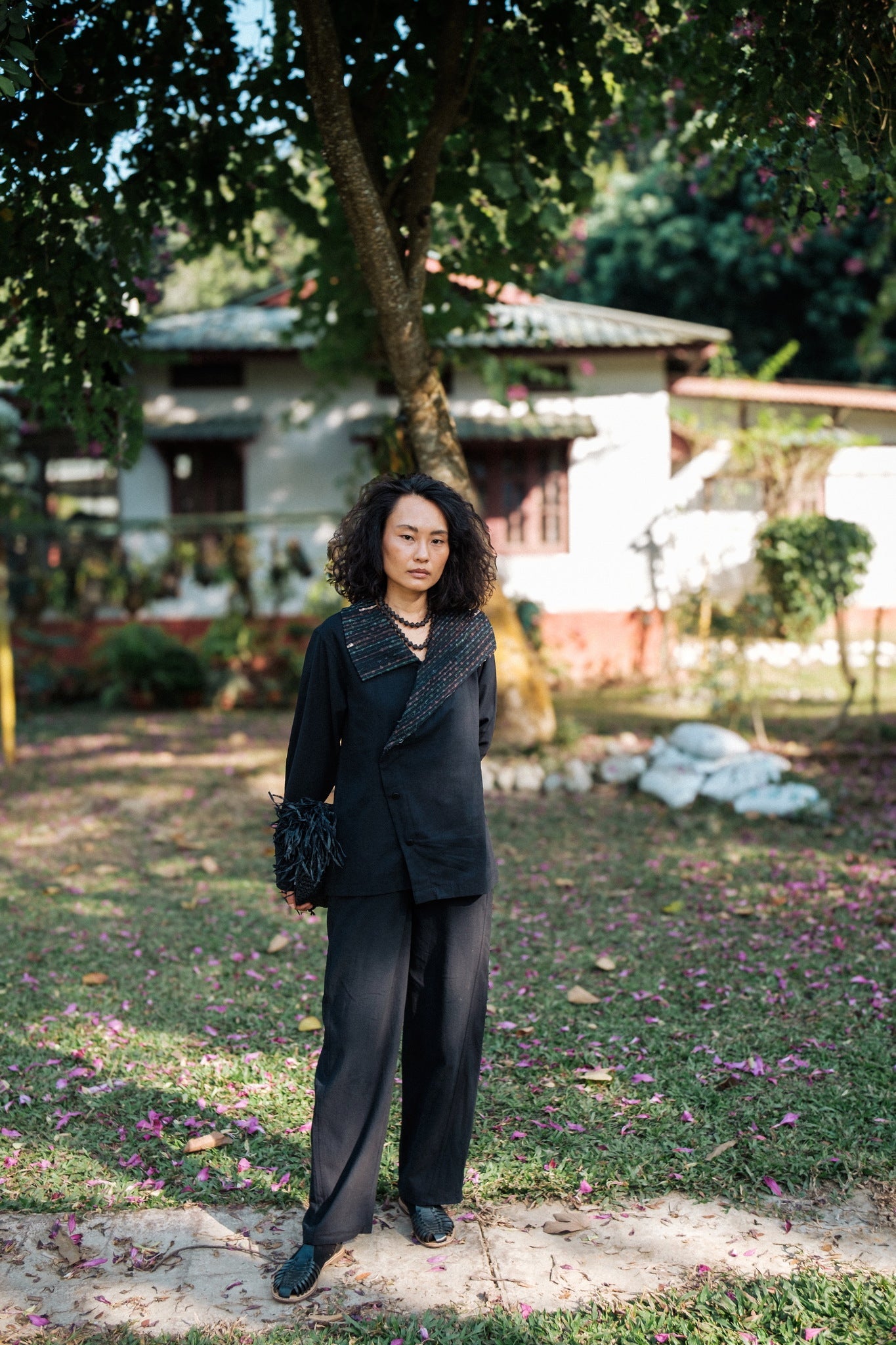 Upcycled Handwoven Arrow Collar Shirt - Green - CiceroniWomen ShirtsThe Terra Tribe