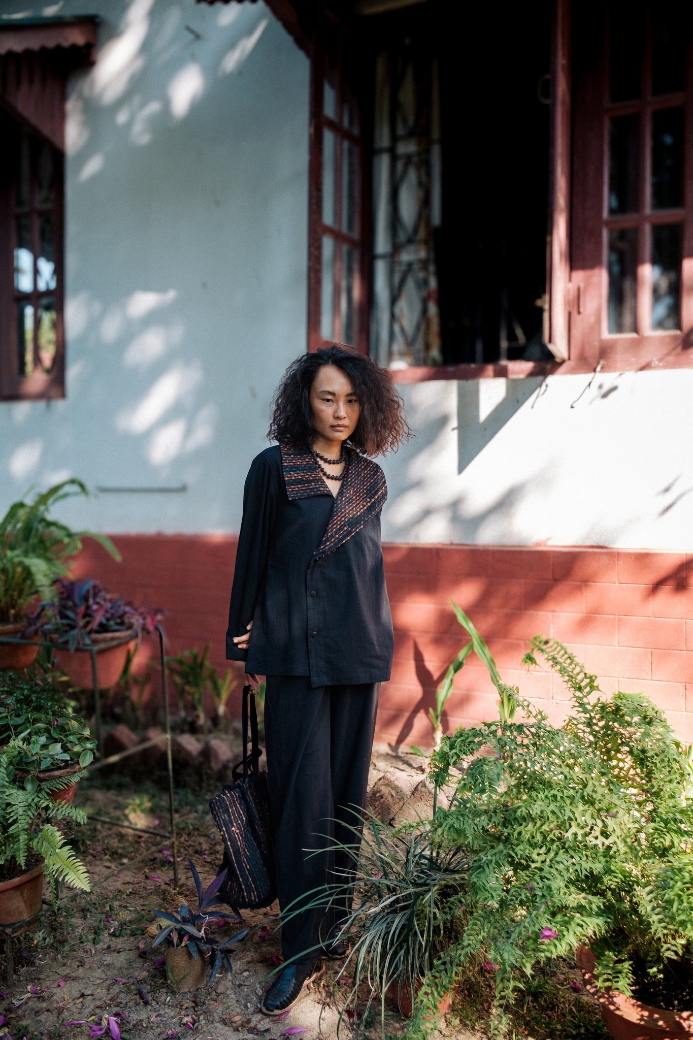 Upcycled Handwoven Arrow Collar Shirt - Green - CiceroniWomen ShirtsThe Terra Tribe