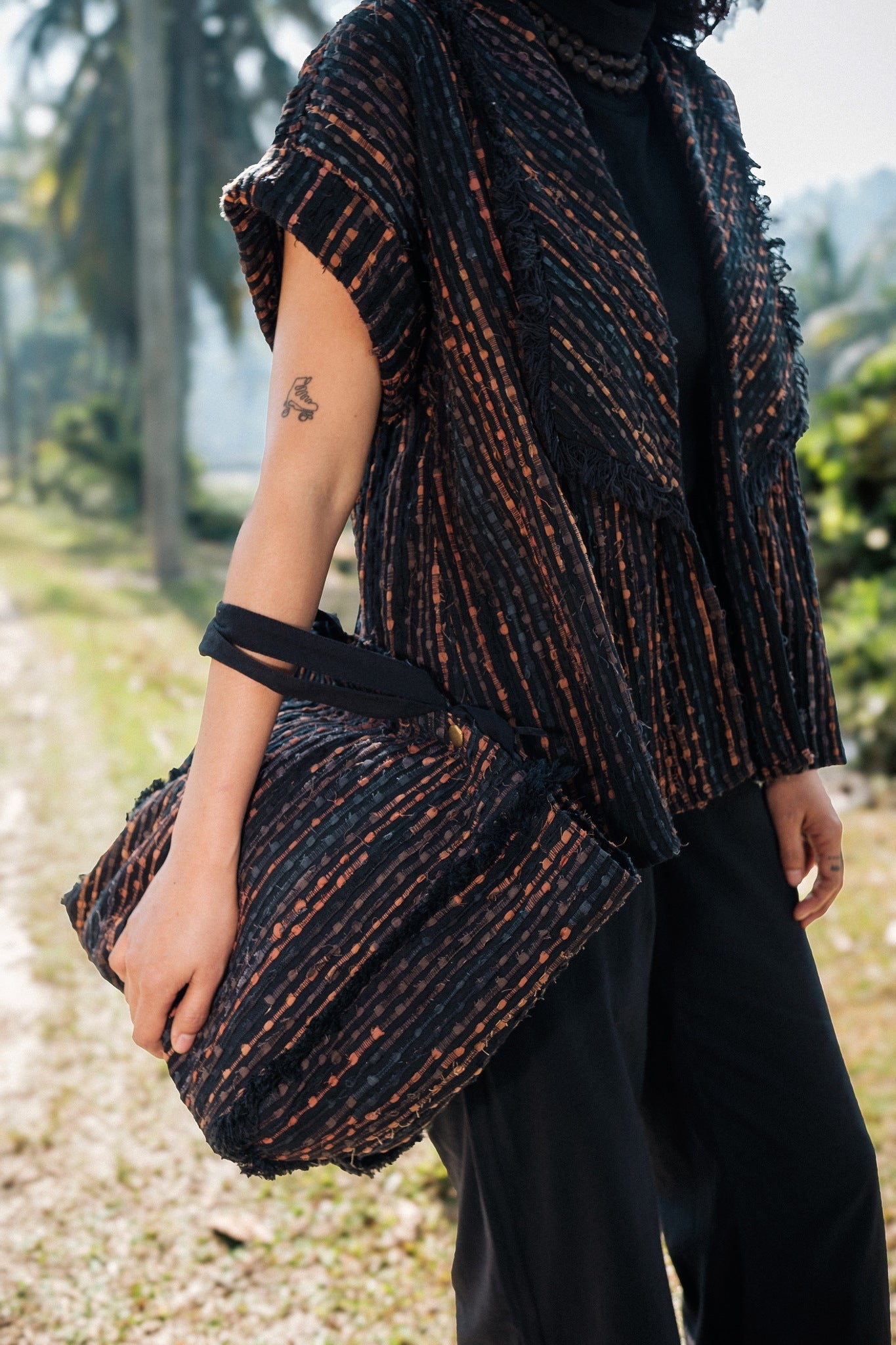 Upcycled Handwoven Berlin Shawl Collar Top - CiceroniTopsThe Terra Tribe