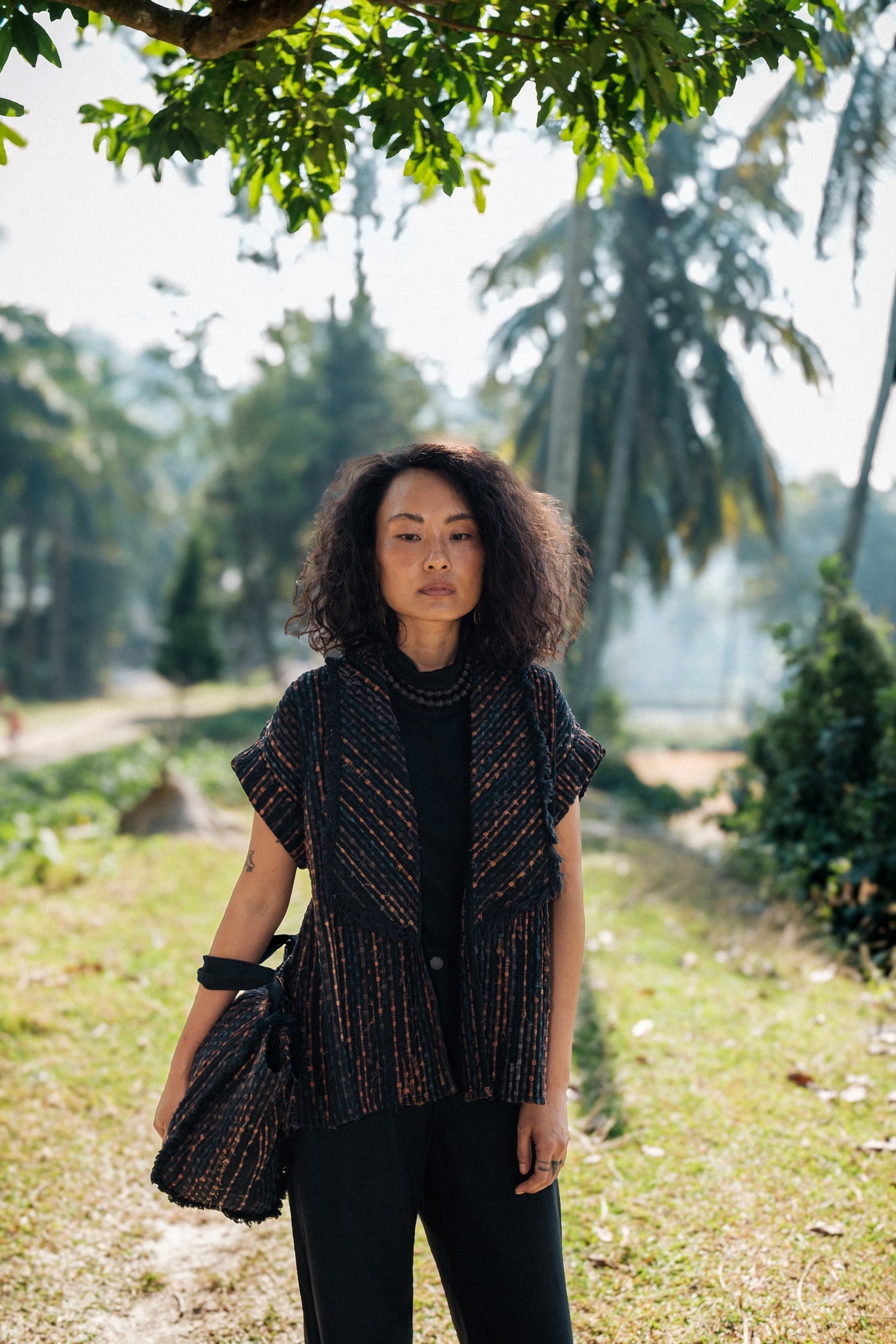 Upcycled Handwoven Berlin Shawl Collar Top - CiceroniTopsThe Terra Tribe