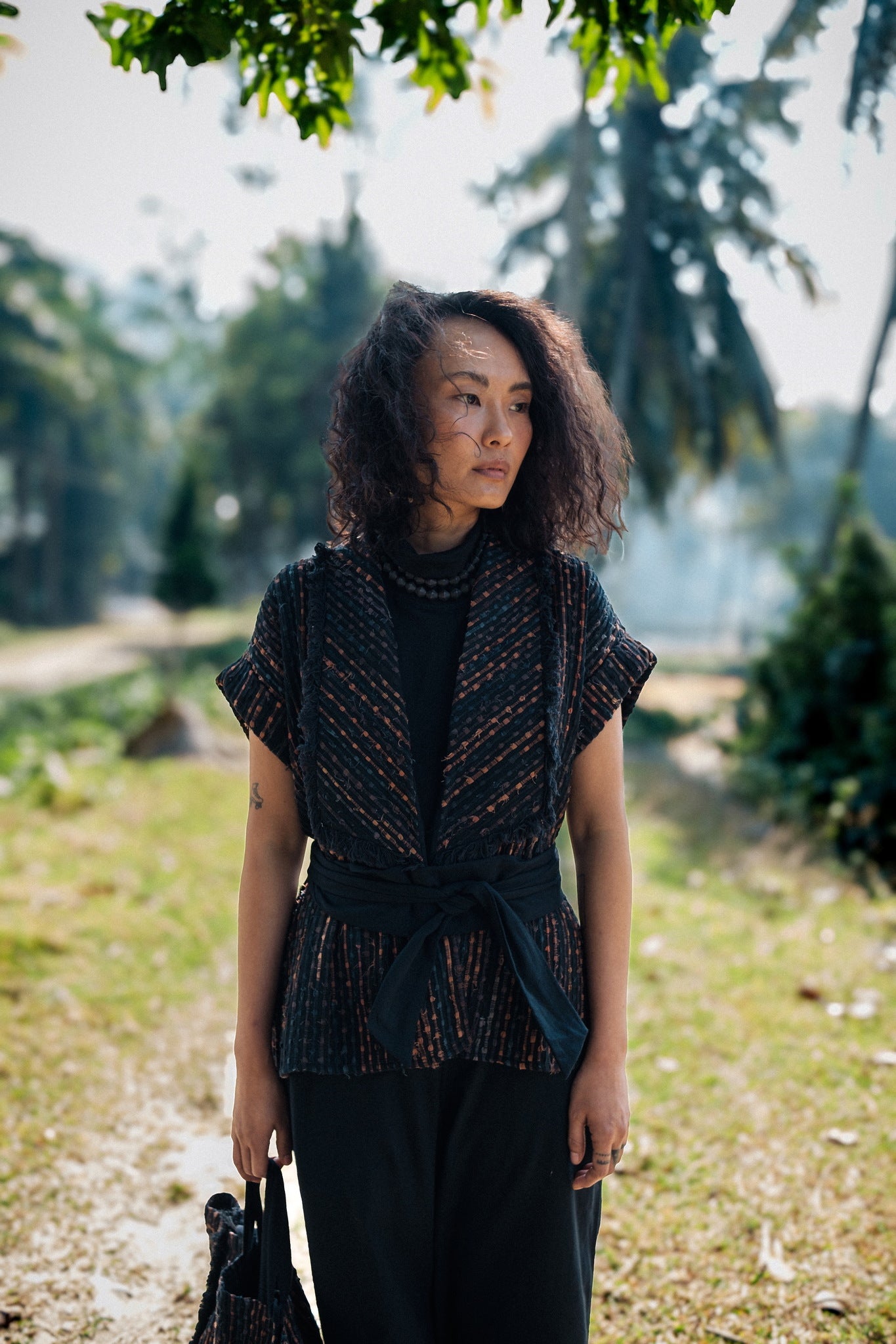 Upcycled Handwoven Berlin Shawl Collar Top - CiceroniTopsThe Terra Tribe