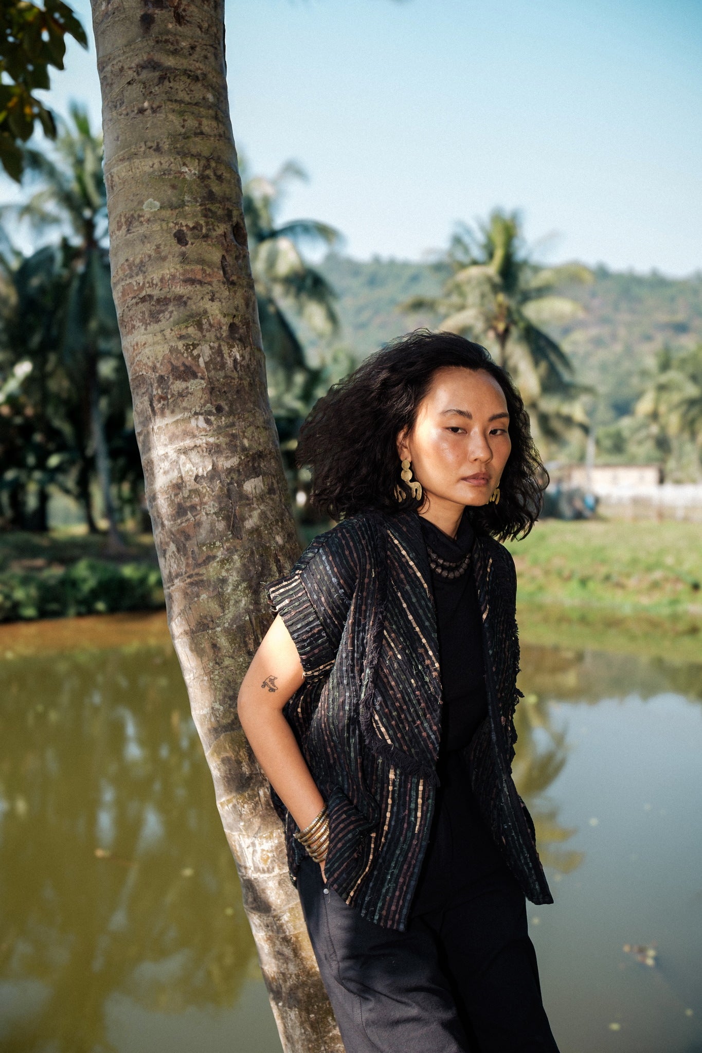 Upcycled Handwoven Berlin Shawl Collar Top - CiceroniTopsThe Terra Tribe