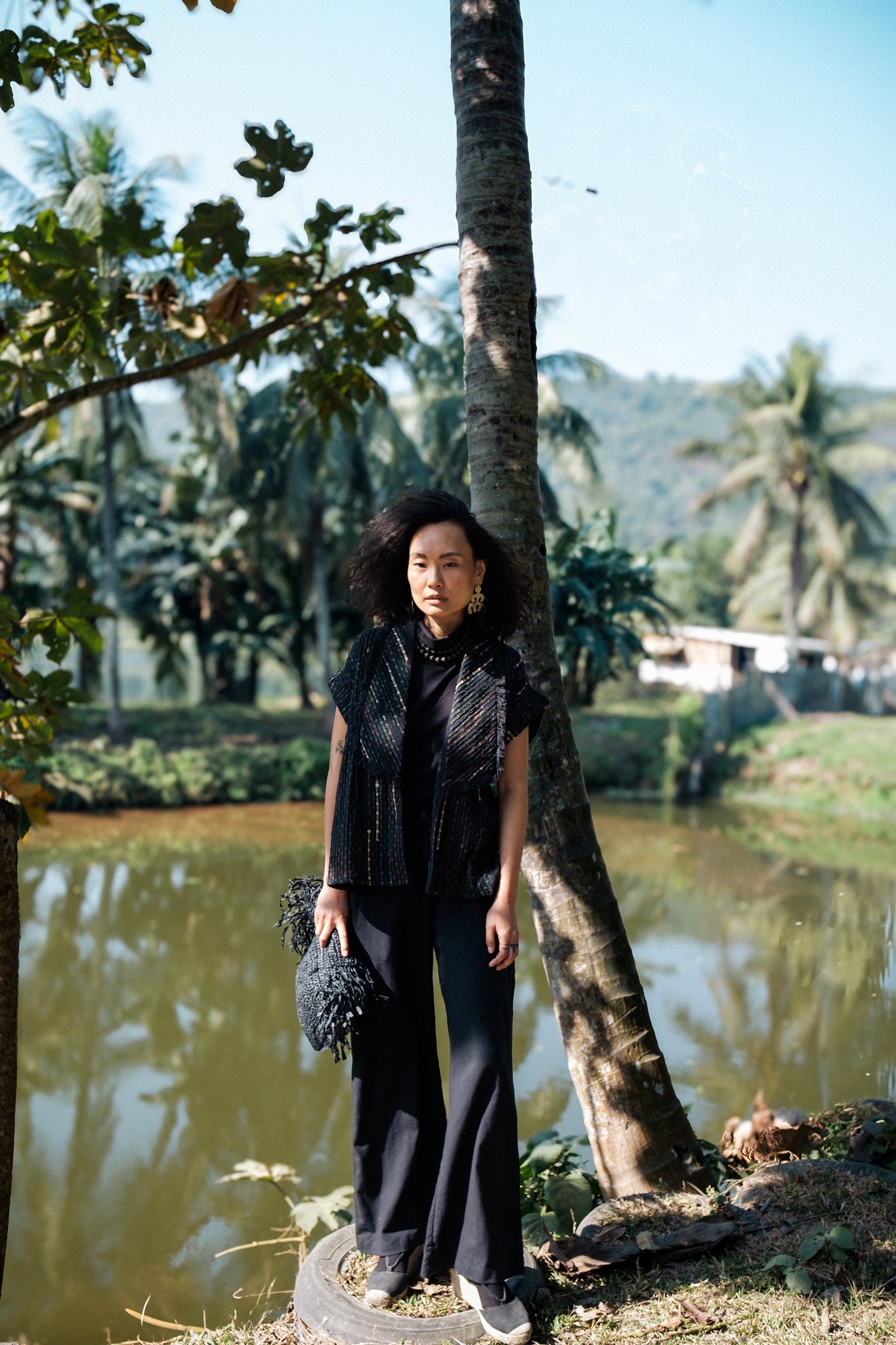 Upcycled Handwoven Berlin Shawl Collar Top - CiceroniTopsThe Terra Tribe