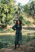 Upcycled Handwoven Copenhagen Trench - Green - CiceroniTrench CoatThe Terra Tribe