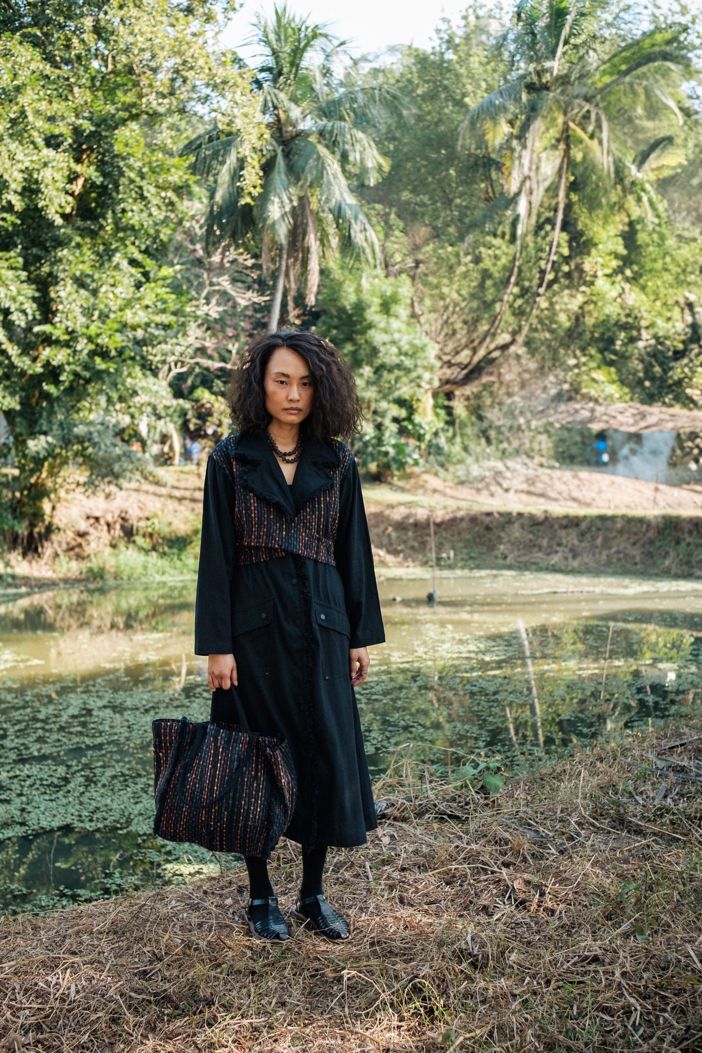 Upcycled Handwoven Copenhagen Trench - Green - CiceroniTrench CoatThe Terra Tribe