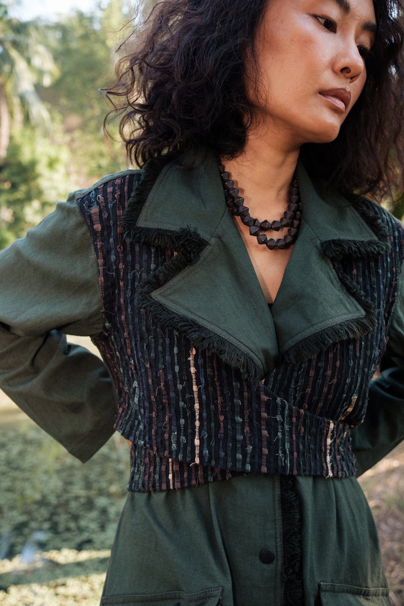 Upcycled Handwoven Copenhagen Trench - Green - CiceroniTrench CoatThe Terra Tribe