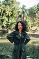 Upcycled Handwoven Copenhagen Trench - Green - CiceroniTrench CoatThe Terra Tribe