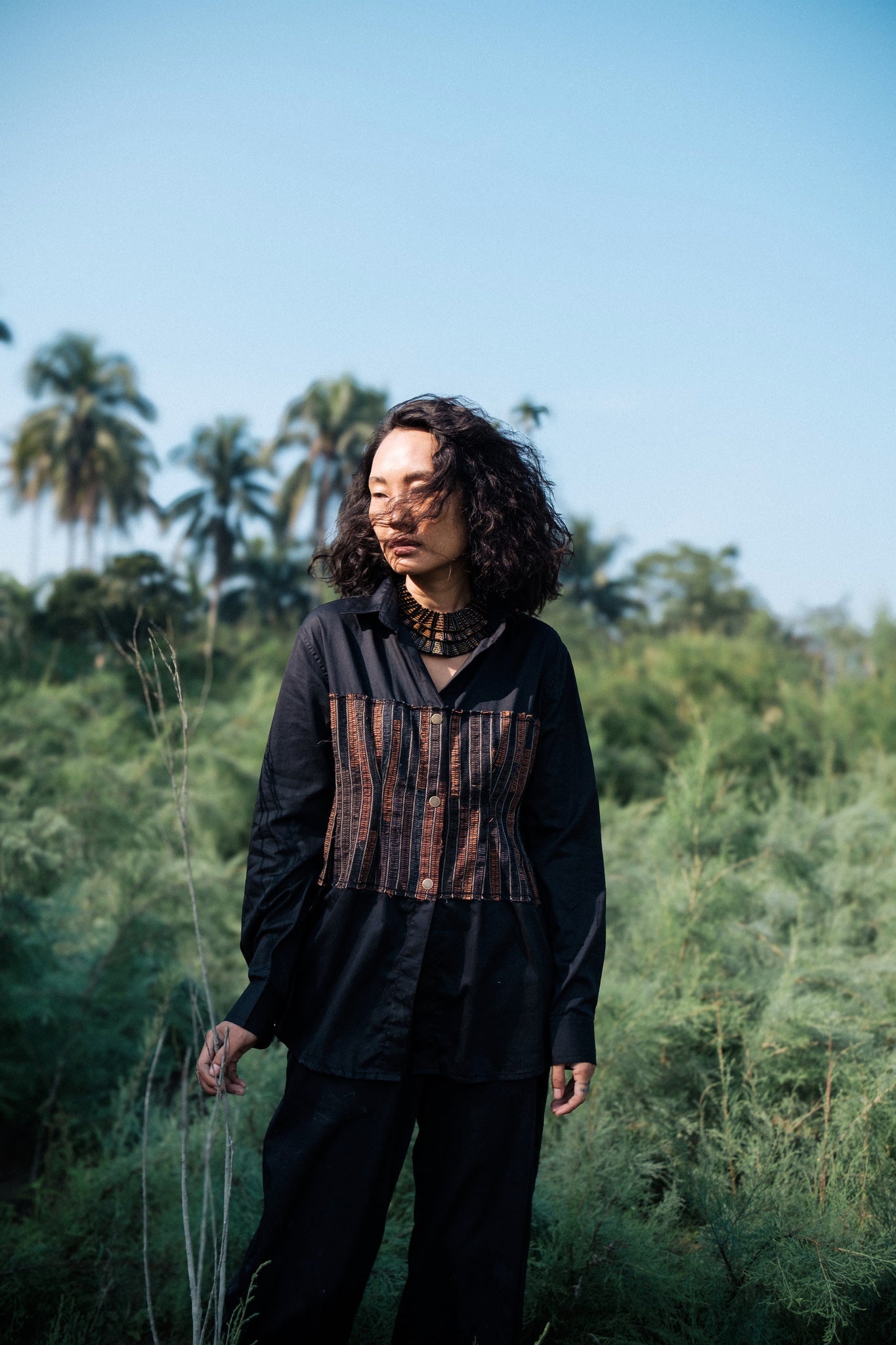 Upcycled Handwoven Hunza Shirt - Black Copper - CiceroniWomen ShirtsThe Terra Tribe