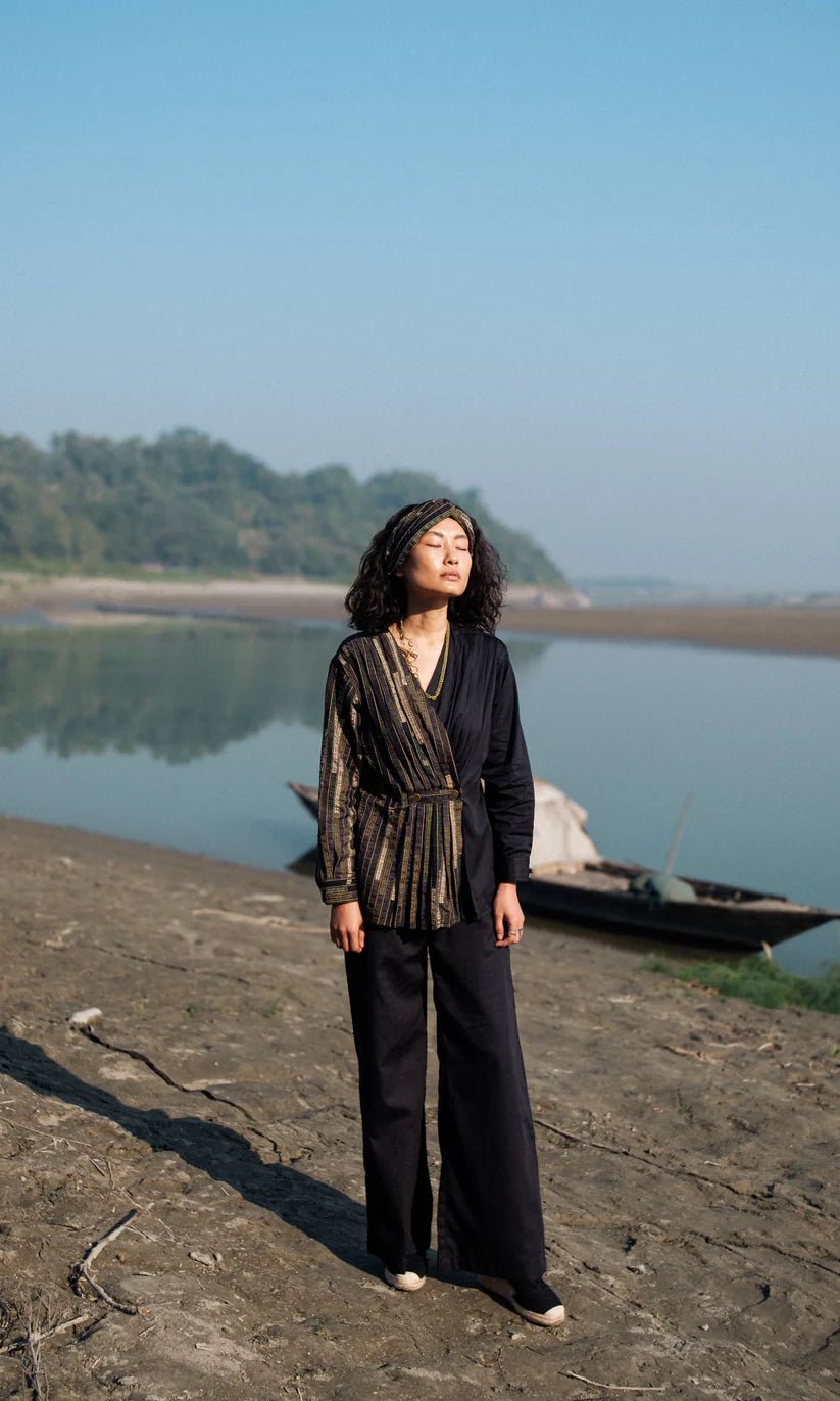 Upcycled Handwoven Sailor Flared Pants - Green - CiceroniPantsThe Terra Tribe