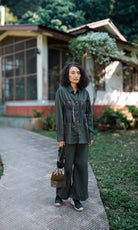 Upcycled Handwoven Sailor Flared Pants - Green - CiceroniPantsThe Terra Tribe