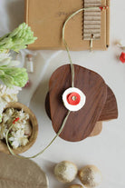 Upcycled Rakhi - Circular - Orange and White - CiceroniRakhiLukka Chuppi