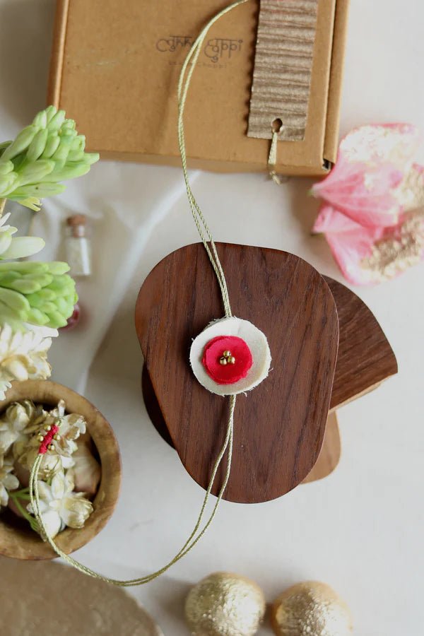 Upcycled Rakhi - Circular - Pink and White - CiceroniRakhiLukka Chuppi