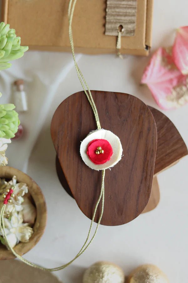 Upcycled Rakhi - Circular - Pink and White - CiceroniRakhiLukka Chuppi