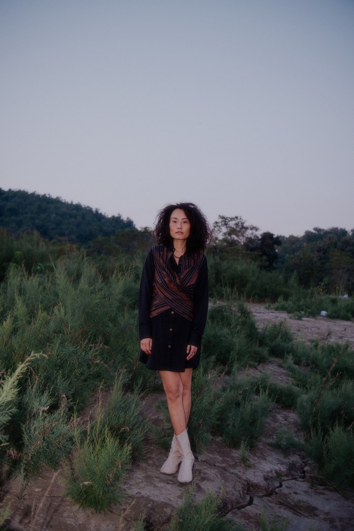 Upcycled Seattle Wrap Dress - Black Green - CiceroniDressesThe Terra Tribe