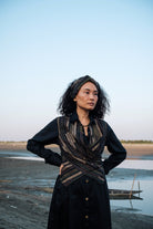 Upcycled Seattle Wrap Dress - Black Green - CiceroniDressesThe Terra Tribe