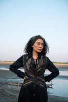 Upcycled Seattle Wrap Dress - Black Green - CiceroniDressesThe Terra Tribe