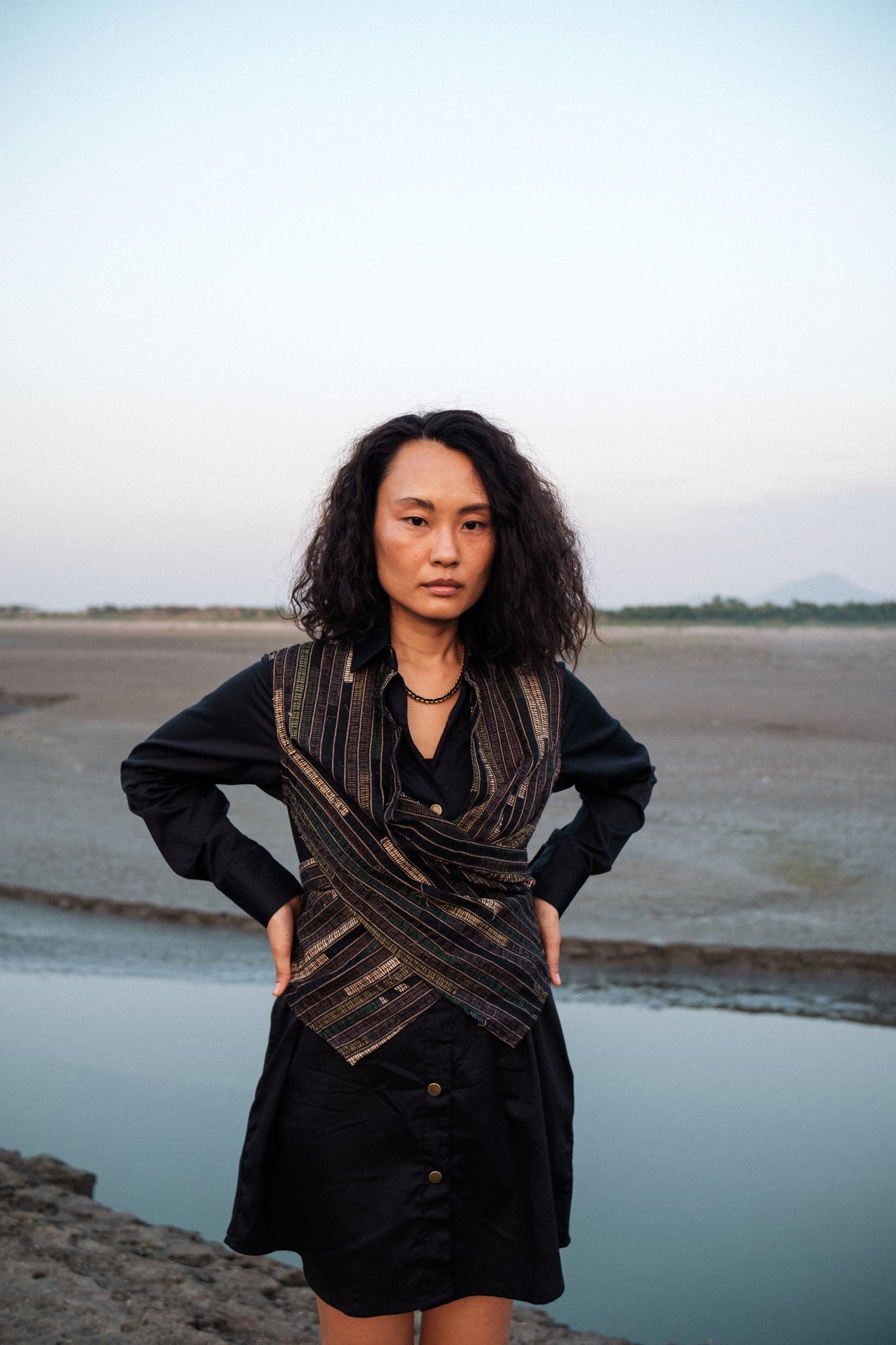 Upcycled Seattle Wrap Dress - Black Green - CiceroniDressesThe Terra Tribe