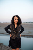 Upcycled Seattle Wrap Dress - Black Green - CiceroniDressesThe Terra Tribe