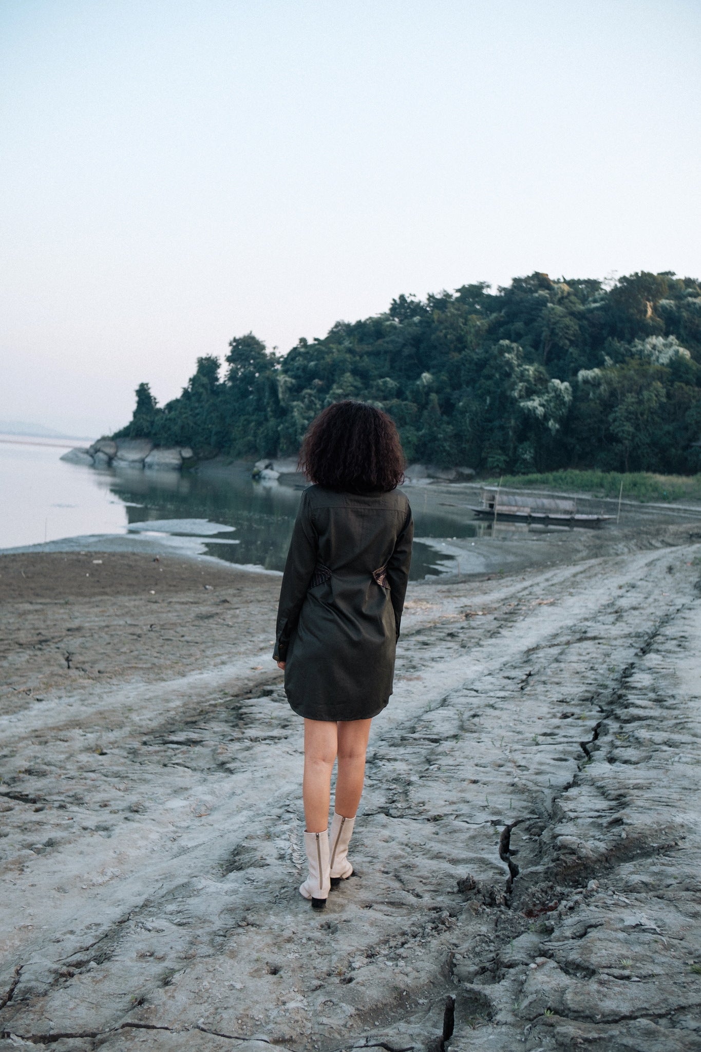 Upcycled Seattle Wrap Dress - Black Green - CiceroniDressesThe Terra Tribe