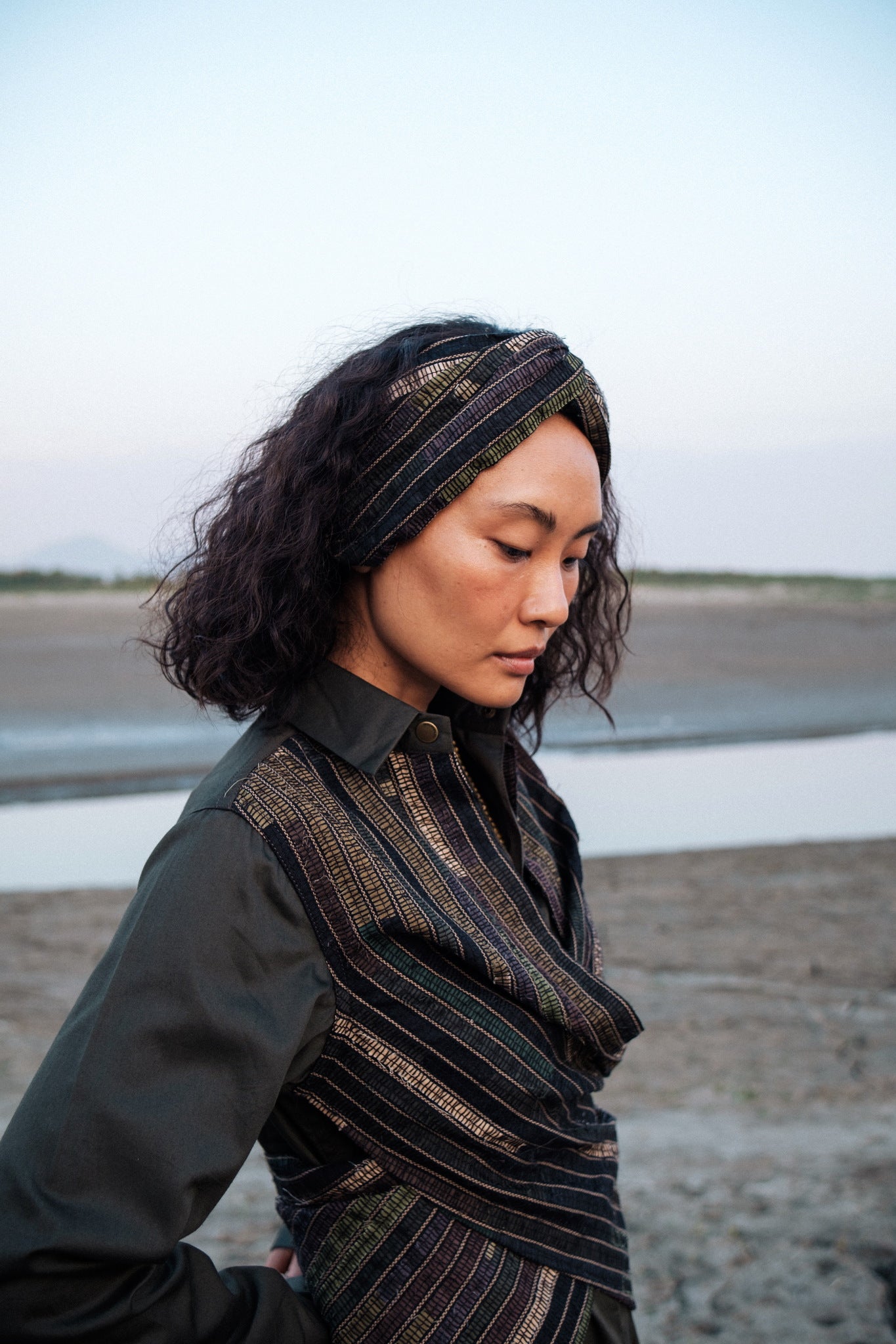 Upcycled Seattle Wrap Dress - Black Green - CiceroniDressesThe Terra Tribe