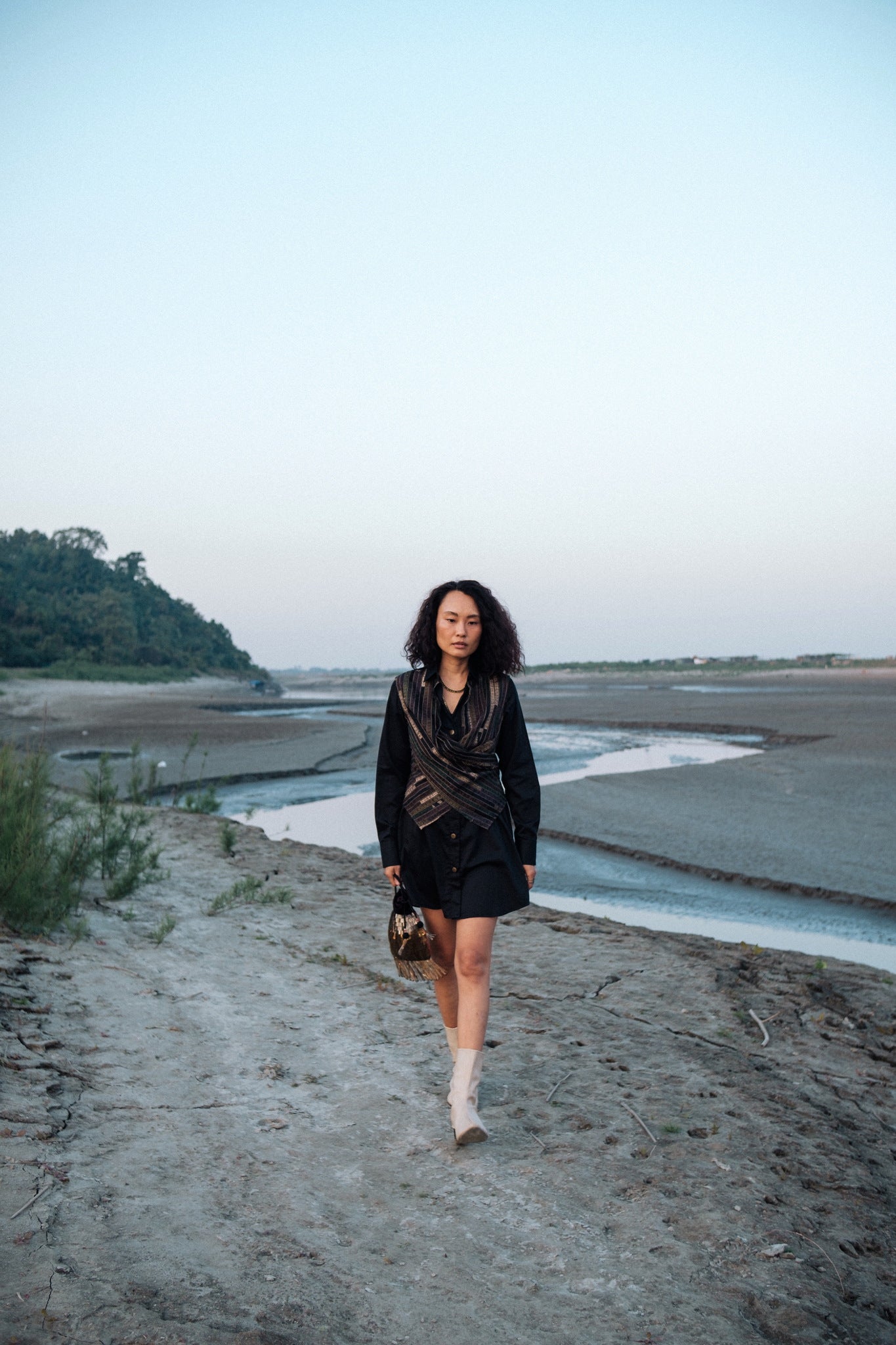 Upcycled Seattle Wrap Dress - Black Green - CiceroniDressesThe Terra Tribe