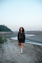 Upcycled Seattle Wrap Dress - Black Green - CiceroniDressesThe Terra Tribe