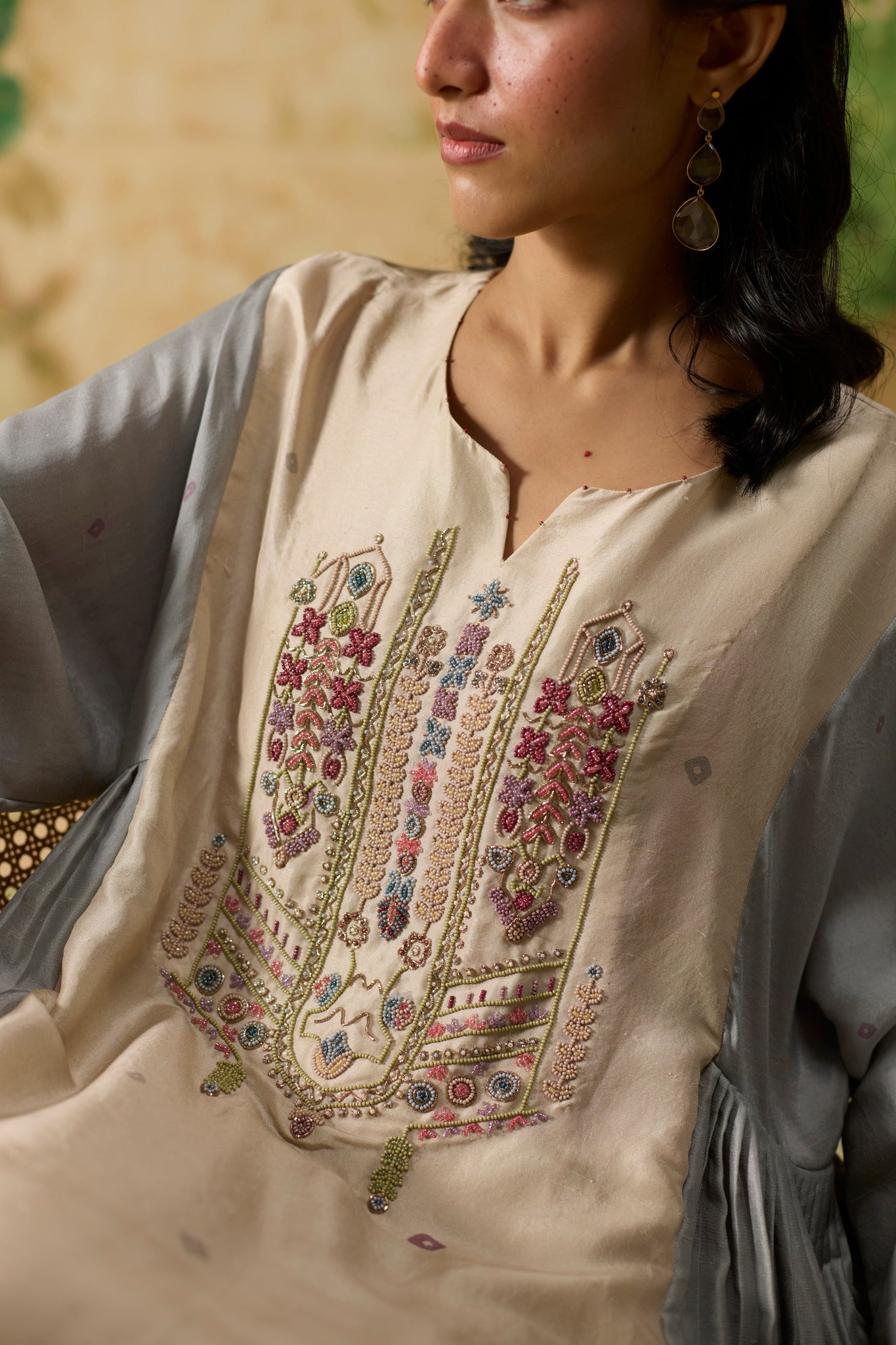 Vale Kurta Set - Beige and Light Bue - CiceroniKurta Set, Festive WearKhyati Rughani