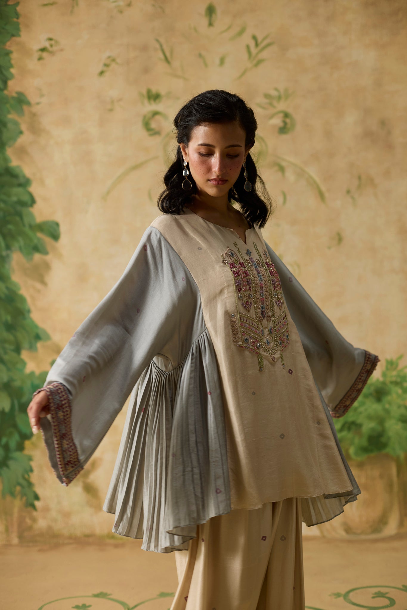 Vale Kurta Set - Beige and Light Bue - CiceroniKurta Set, Festive WearKhyati Rughani