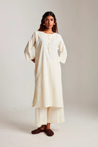 Vanilla Co - Linen Beaded Placket Kurta Set - CiceroniKurta SetSaphed