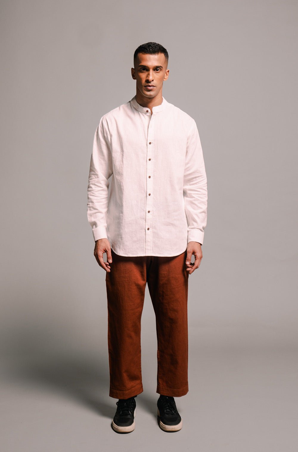 Vanilla Co - Linen Men's Band Collar Shirt - CiceroniMen ShirtsSaphed