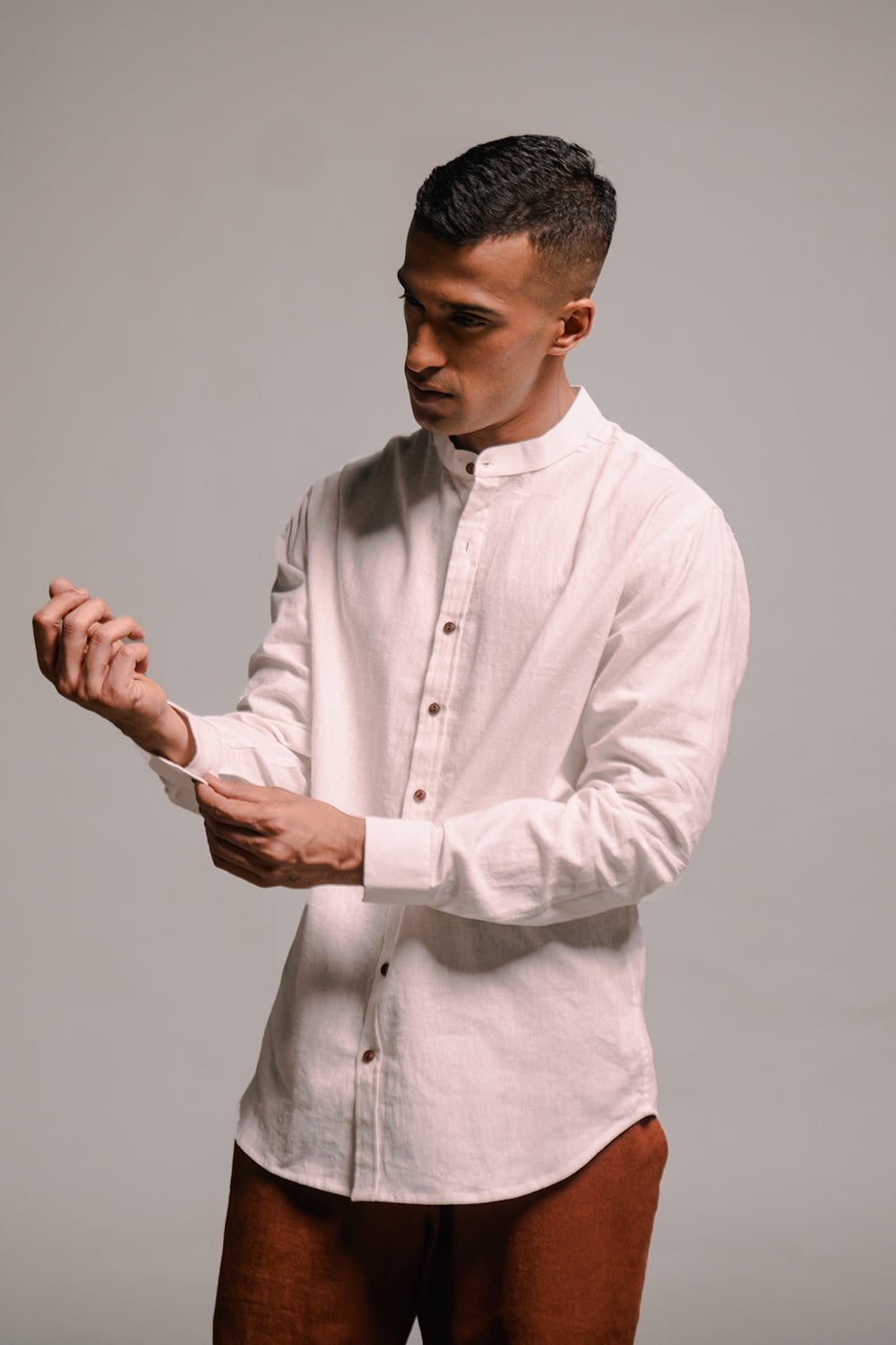 Vanilla Co - Linen Men's Band Collar Shirt - CiceroniMen ShirtsSaphed