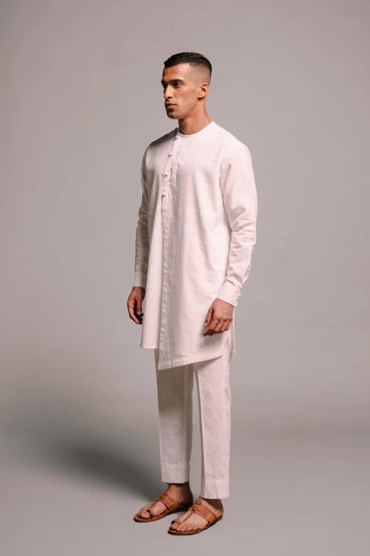 Vanilla Co - Linen Men's Side Open Kurta Set - CiceroniKurta Set, Festive WearSaphed