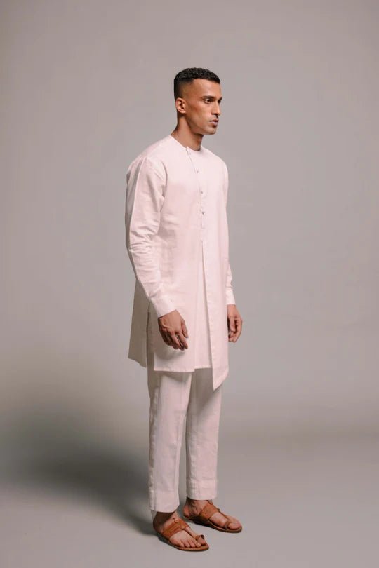 Vanilla Co - Linen Men's Side Open Kurta Set - CiceroniKurta Set, Festive WearSaphed