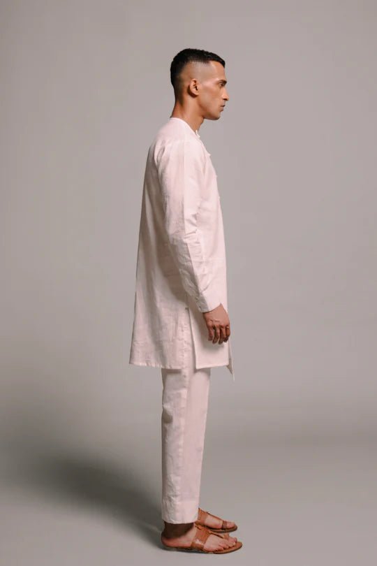 Vanilla Co - Linen Men's Side Open Kurta Set - CiceroniKurta Set, Festive WearSaphed