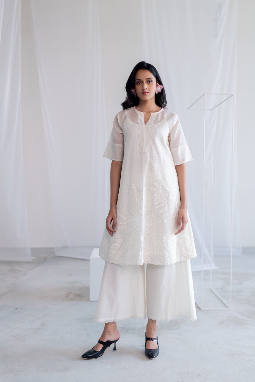 Vanilla Foliage Applique Kurta Set - CiceroniKurta Set, Everyday WearSilai Studio