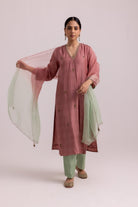 Veena Kurta Dupatta Set - Dusty Pink - CiceroniKurta Set, Festive WearLabel Shreya Sharma