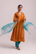 Veena Kurta Dupatta Set - Orange - CiceroniKurta Set, Festive WearLabel Shreya Sharma