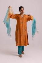 Veena Kurta Dupatta Set - Orange - CiceroniKurta Set, Festive WearLabel Shreya Sharma