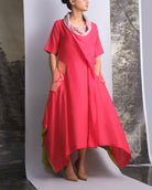 Vermilion & Chartreuse Chanderi Cowl Top - CiceroniDressesOtouto